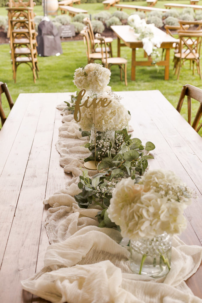 white and green table decor