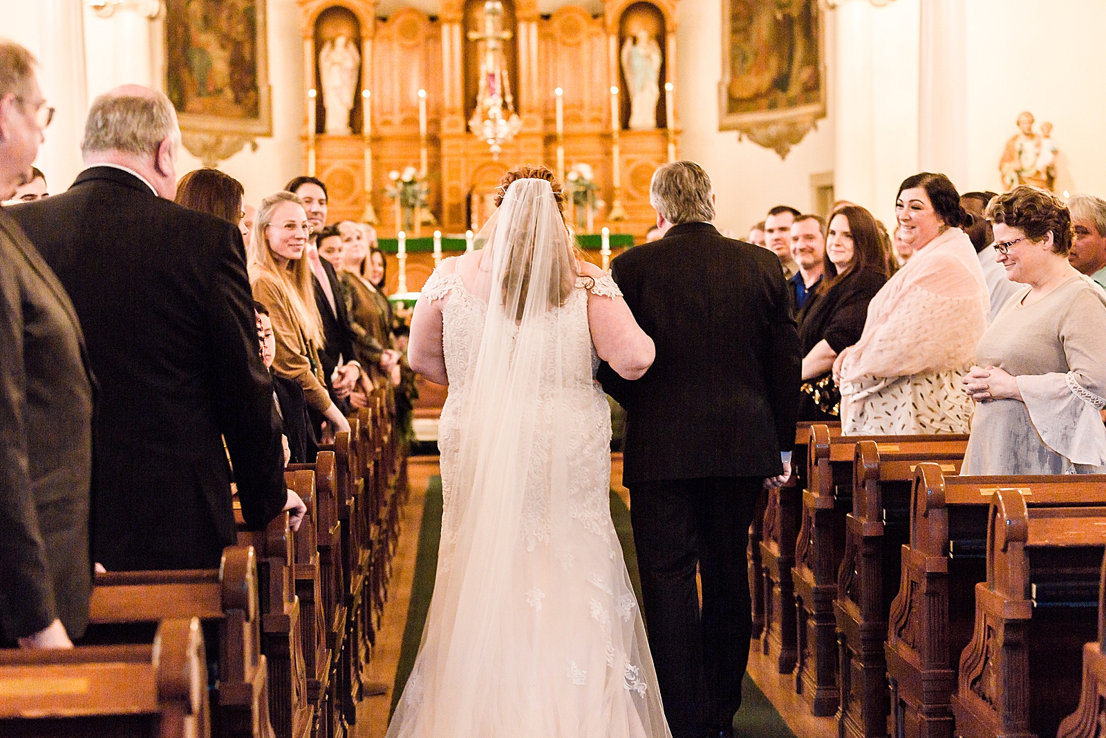 Bride entering Church for Ceremony with Father 
