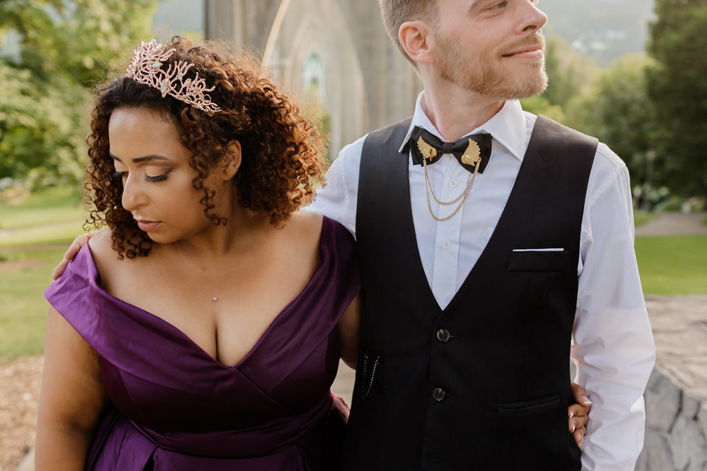 gothic glam cathedral park engagement photography