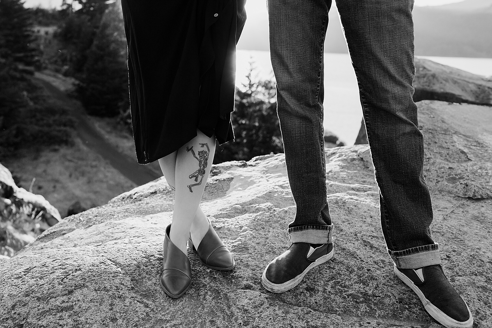 B&W closeup of couples shoes