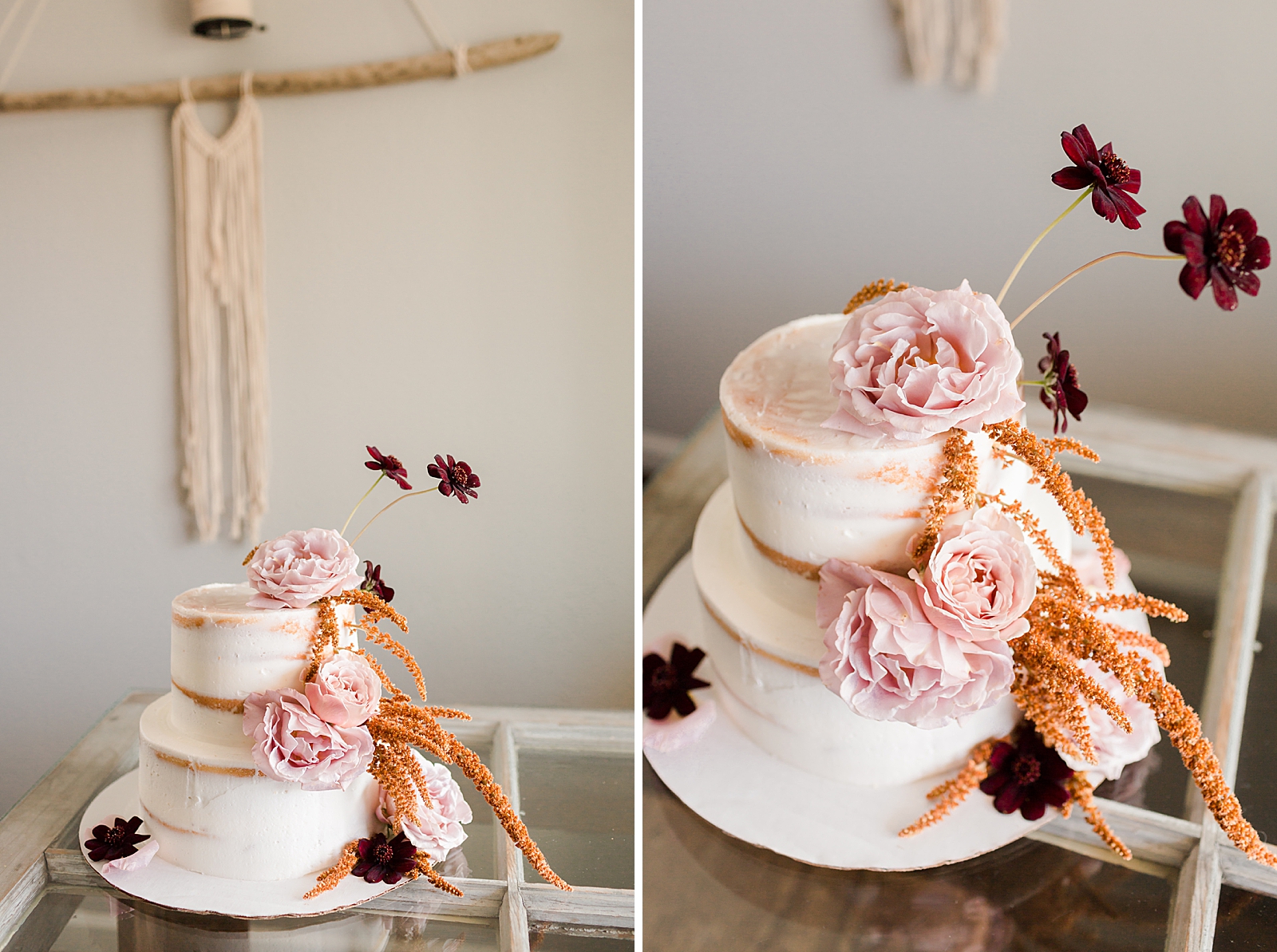Detail shots of Floral wedding cake