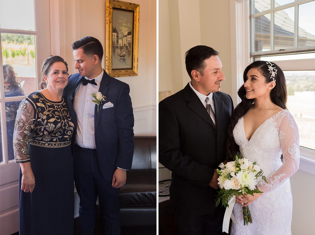 Groom with mother and Bride with father portraits