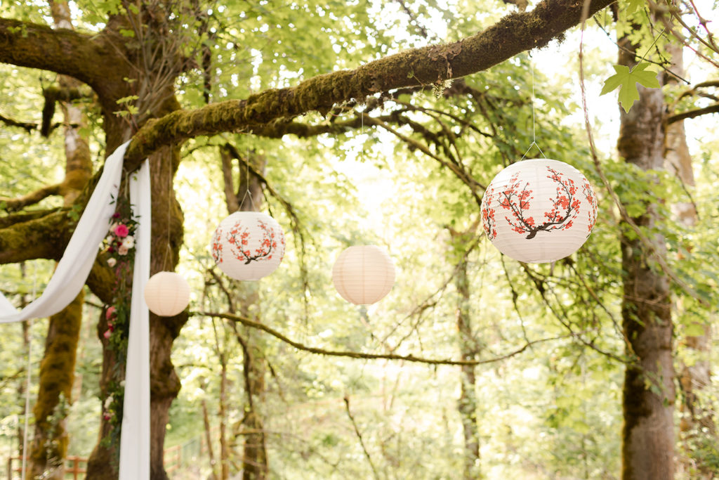 hanging lanterns for Romantic Backyard Newberg Wedding Photography